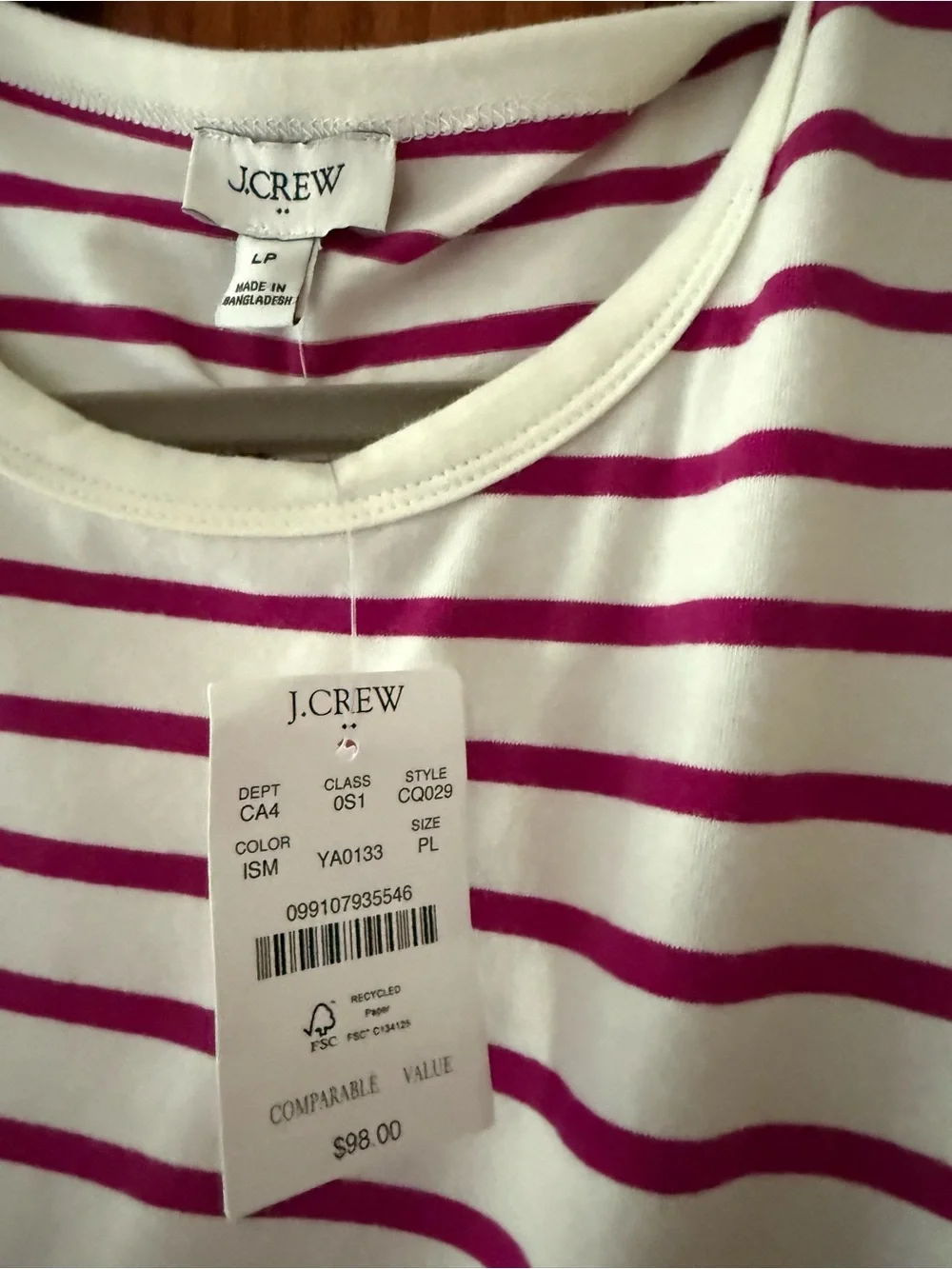 Striped Tee & Fuchsia Midi Skirt Dress - Brand: J Crew